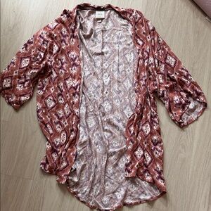 Knox Rose Women's Patterned Kimono Top - Red and White